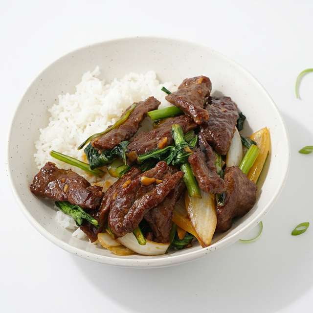 Beef with Oyster Sauce and Rice.